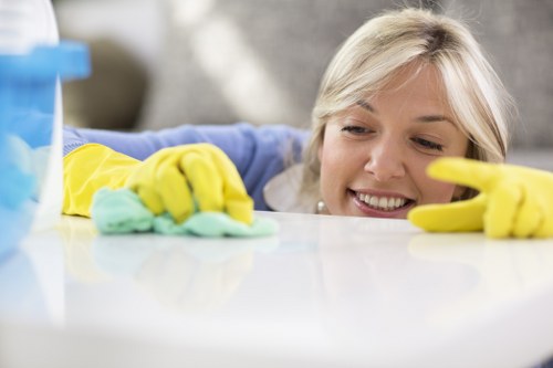 Local cleaning team maintaining a retail or office space in Merton