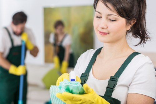 Commercial cleaners working in a shared building or workplace in Merton
